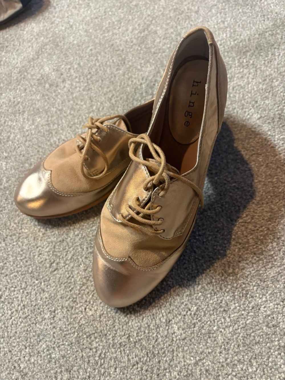 hinge Metallic Gold Oxford Flats